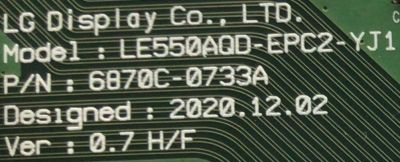 T-CON PARA TV LG / NUMERO DE PARTE 6871L-6851A2 / 6870C-0733A / 6851A / NUMERO DE PANEL AC480AQY / MODELO OLED48A1PUA - Imagen 2